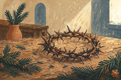 Crown of Thorns with Evergreen Sprigs