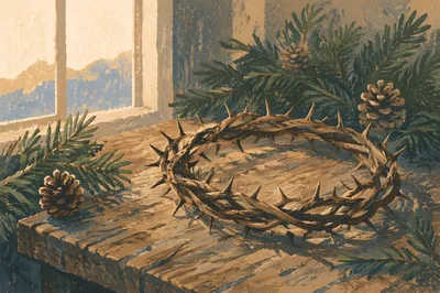 Crown of Thorns with Evergreen Sprigs