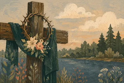Crown of Thorns on Evergreen Wood