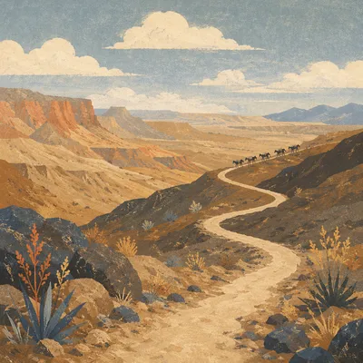 Winding Desert Canyon Path at Dusk