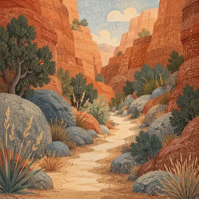 Evergreen Juniper Path Through Red Canyon