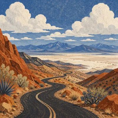 Winding Desert Road Through Orange Canyon