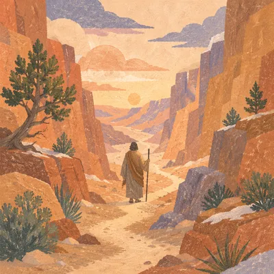 Prayerful Desert Path Through Sandstone Canyon