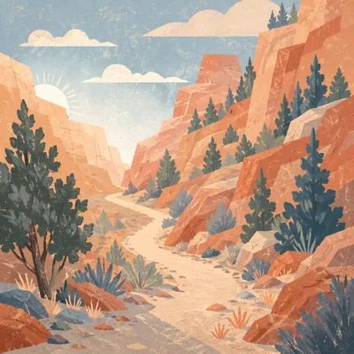 Evergreen Canyon Path in Morning Light