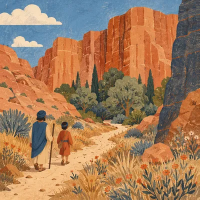 Desert Canyon Path to Evergreen Oasis