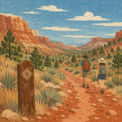 Desert Canyon Path with Evergreen Junipers