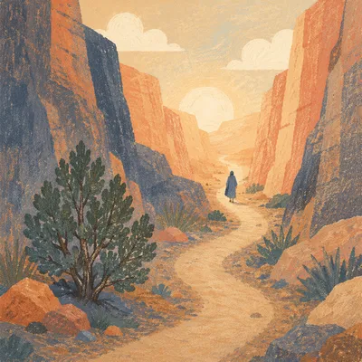 Evergreen Hope on Desert Canyon Path