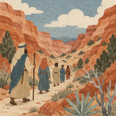 Winding Desert Canyon Path with Juniper
