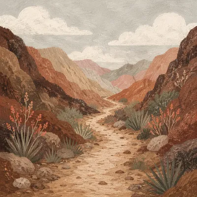 Winding Desert Canyon Path of Endurance