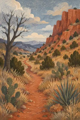 Winding Desert Path Through Evergreen Canyon
