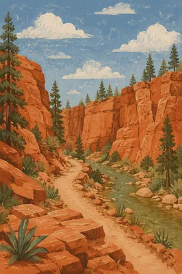 Evergreen Desert Canyon Pilgrimage Path