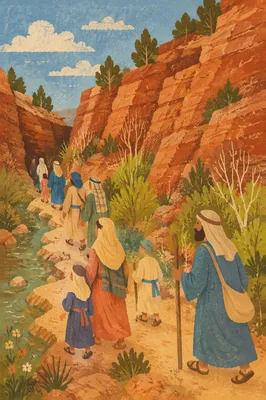Winding Desert Canyon Path with Evergreen Junipers