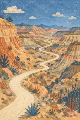 Winding Desert Path Through Rugged Canyon