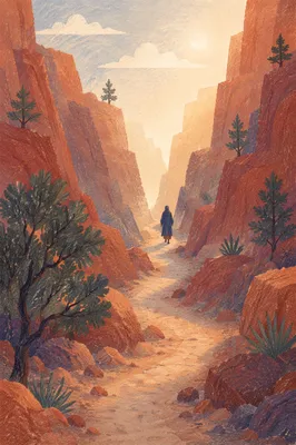Evergreen Hope Along Desert Canyon Path