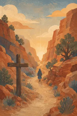 Evergreen Faith Along Canyon Desert Path