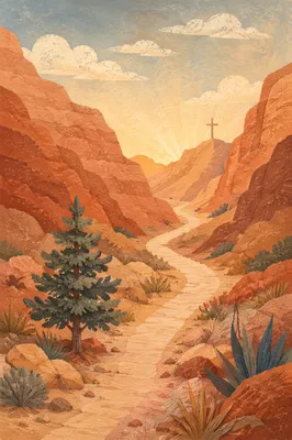 Evergreen Cedar on Desert Canyon Path