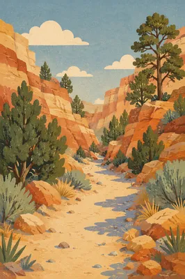 Evergreen Canyon Path at Morning Light