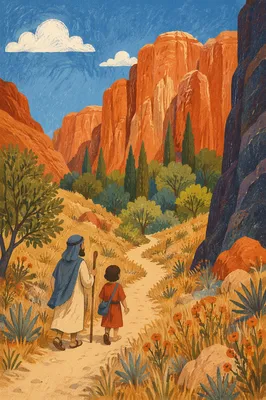 Desert Path Through Red Canyon Evergreens