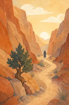 Evergreen Juniper on Desert Canyon Path