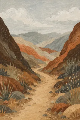 Winding Desert Canyon Path in Soft Light