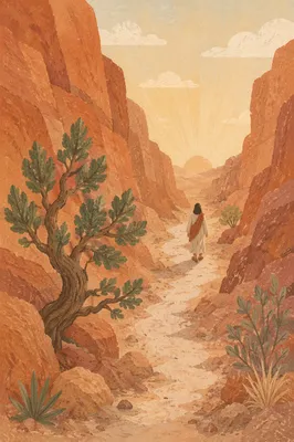 Evergreen Hope on Desert Canyon Path