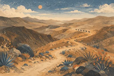 Winding Desert Canyon Path at Dusk