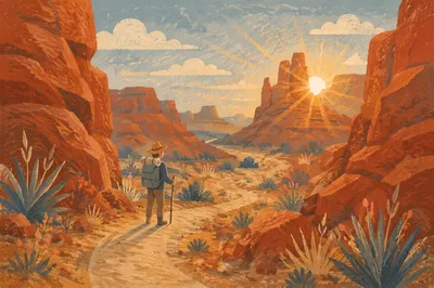 Winding Desert Path Through Red Canyon