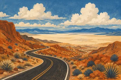 Winding Desert Road Through Canyon Vista