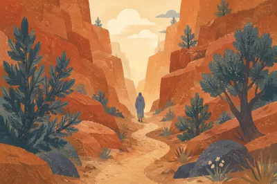 Evergreen Hope on a Desert Canyon Path
