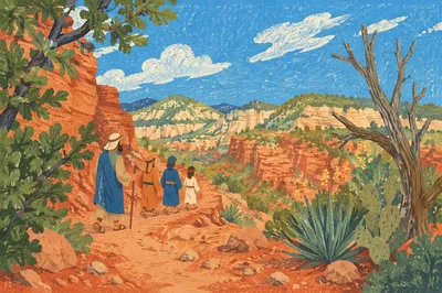 Evergreen Framed Desert Canyon Path