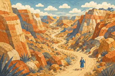 Winding Desert Path Through Sandstone Canyon