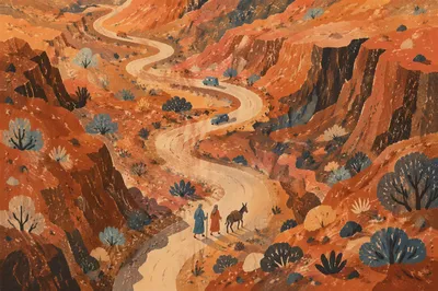 Winding Desert Canyon Road From Above