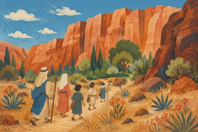 Desert Path Through Red Canyon Evergreens