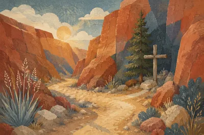 Desert Canyon Path to Evergreen Cross