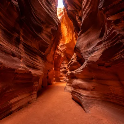 Winding Desert Path Through Slot Canyon