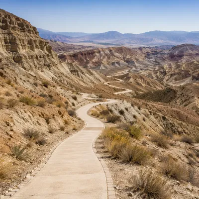 Winding Desert Canyon Path in Morning Light