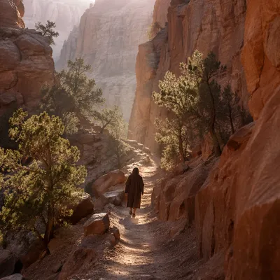 Evergreen Hope on a Desert Canyon Path
