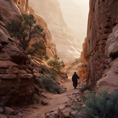 Prayerful Desert Path Through Evergreen Canyon