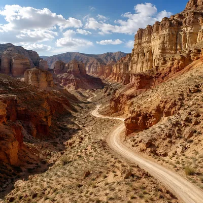 Winding Desert Path Through Sandstone Canyon