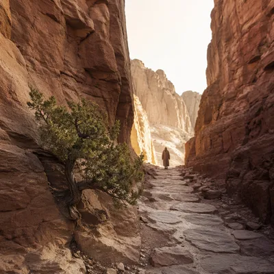 Evergreen Juniper Along Desert Canyon Path