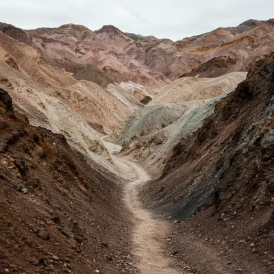 Winding Desert Path Through Rugged Canyon