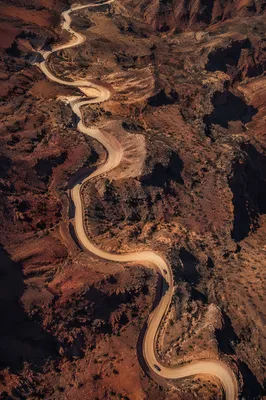 Winding Desert Road Through Rugged Canyon
