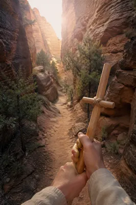 Evergreen Hope Along a Desert Canyon Path