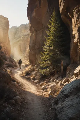 Evergreen Hope on a Desert Canyon Path