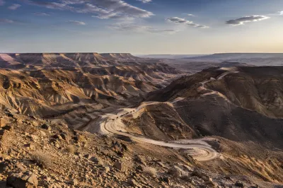 Winding Desert Canyon Path at Dusk