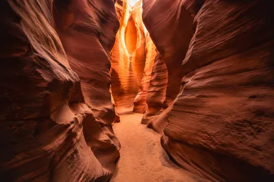 Winding Desert Path Through Slot Canyon