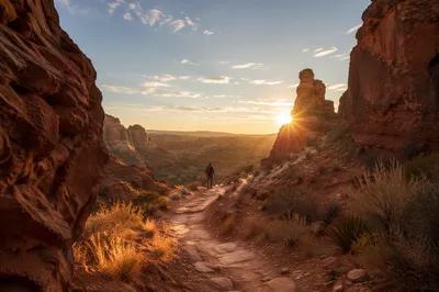 Winding Desert Path Through Red Canyon