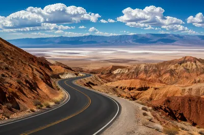 Winding Desert Road Through Canyon Landscape