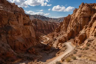 Winding Desert Path Through Sandstone Canyon