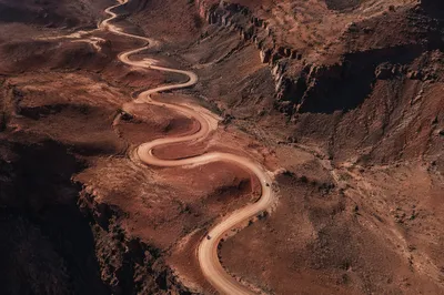 Winding Desert Road Through Red Canyon